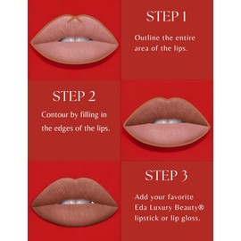 EDA LUXURY BEAUTY Retractable Lip Liner, Creamy Smooth Application, Longwear Rich Lip Colors, Mechanical Lip Liner Pencil (One Rose, Full)