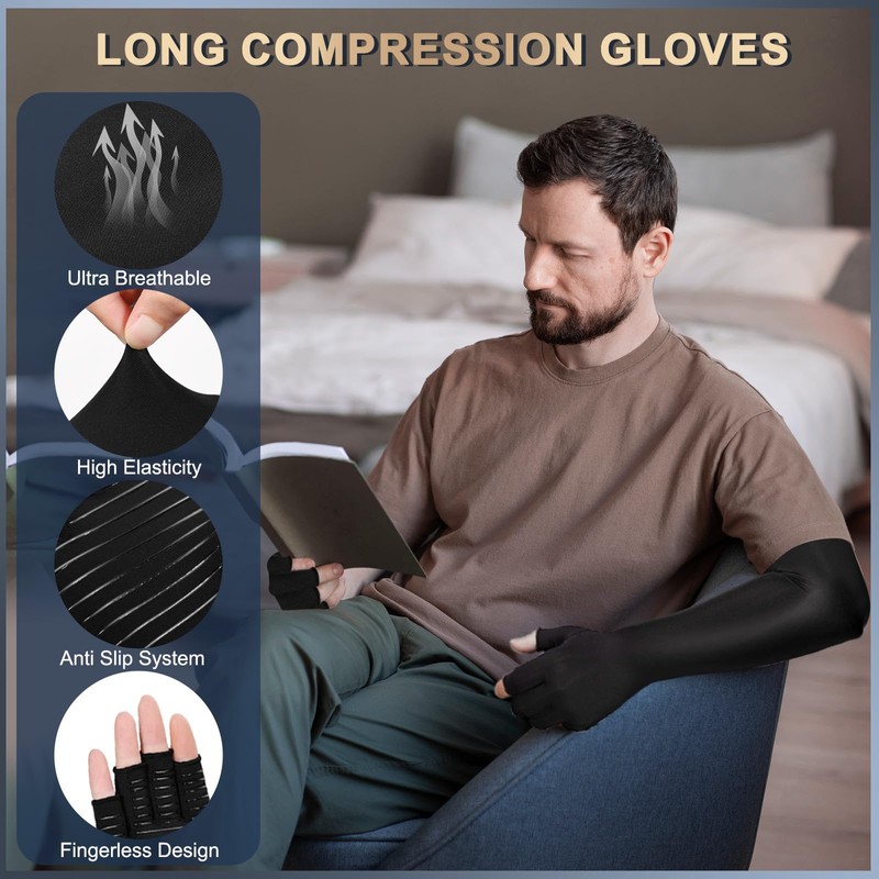 Zuscot Long Copper Compression Arthritis Gloves for Women & Men,