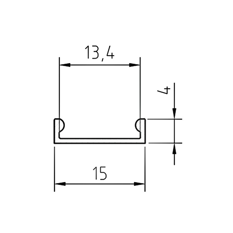 LED Profile in Silver P4-3 100 cm without Cover for