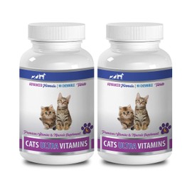 PET SUPPLEMENTS & NUTRITION LLC cat Healthy Coat - CAT Ultra Vitamins - Essential Minerals and NUTRIENTS - Immune Support - Hair and Coat Health - Minerals for Cats - 2 Bottles (180 Chewable Tablets)