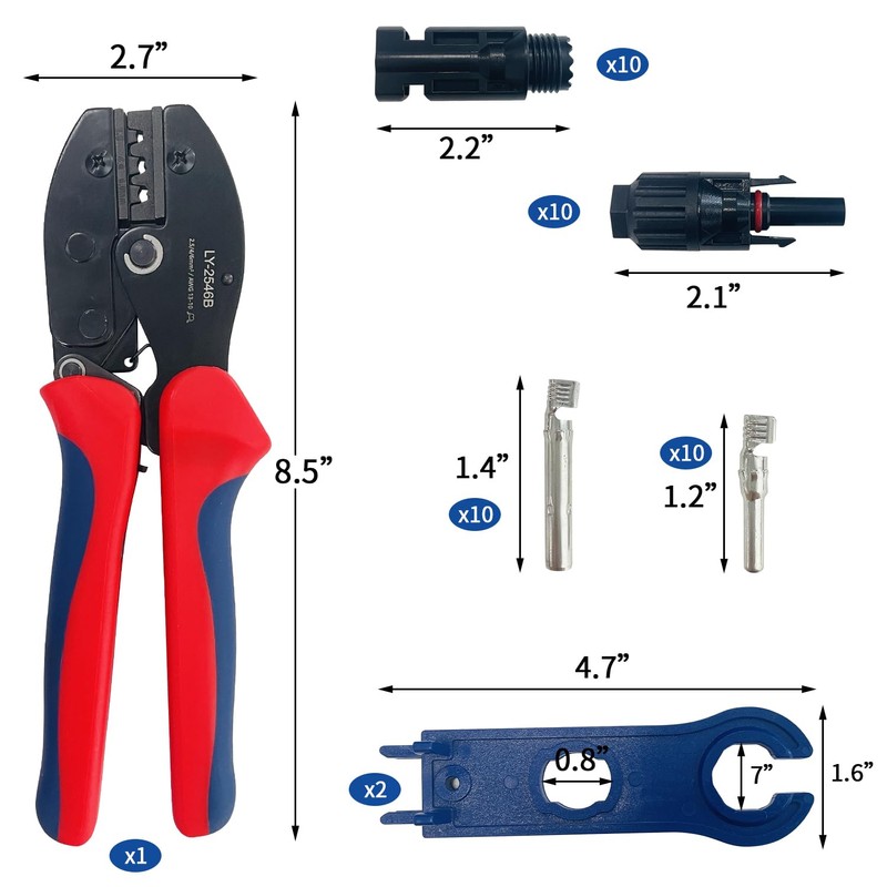 SUGOOE 13 PCS Solar Crimper Tool Kit - 10 Pairs