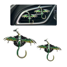 ORIESSE Dargon Air Vent Clips Car Air Freshener 2pcs Bling Green Dragon Car Accessories Enamel Fire Dragon Wyvern Vent Clips Refillable Essential Oil Outlet Diffuser Gothic Decor