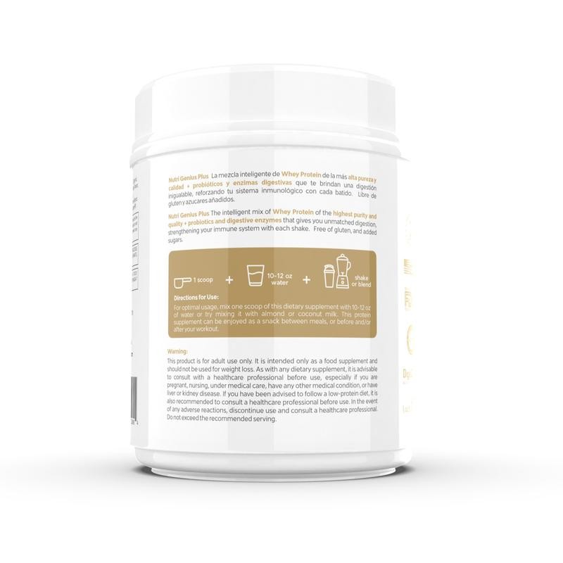 Nutrigenius + Premium Isolate Whey Protein 24g with Probiotics, Digestive