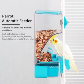 HardcorePet Bird Cage Accessory Hanging Feeder, No Mess Bird Cage Pet Feeder Budgerigars Feeder, Suitable for Long-Tailed Parakeets, Canaries, Black Parrots, Parrots, Passerine Birds (Blue)