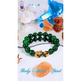 Unbranded Natural Emerald 10MM Beads Pixiu Fengshui Wealth Luck Men Strength Bracelet Gift