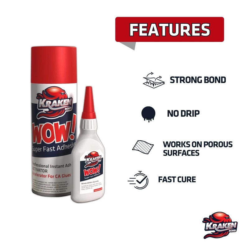 Super Glue Kraken Bond WOW Super Fast Adhesive CA Glue