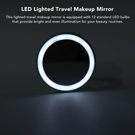 Dpofirs Espejo de Maquillaje Compacto con Luz, Espejo de Bolsillo con Luz LED Portátil para Mujeres para Uso Diario (Green)