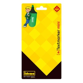 Idena 12081 Mini Highlighter in 4 Colours, Yellow, Pink, Orange and Green