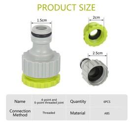 Vidsmow 6 Piece Tap Adapter Set for Garden Hoses, 1/2 Inch and 3/4 Inch Plastic Hose Connectors, Green, 2-in-1 Garden Screw Thread Tap Connector for Quick Garden Watering