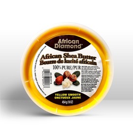 African Shea Butter by African Diamond. 100% Pure, Natural Moisturizer for Skin, Hair & Body. 8oz & 16oz Jars. Made in Canada. (16 oz, Yellow Smooth)