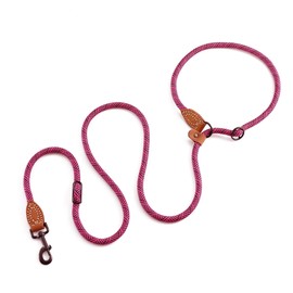 Mile High Life Hands Free Leather Tailor Handle Mountain Climbing Dog Rope 6FT Leash with Heavy Duty Metal Sturdy Clasp (Hot Pink)