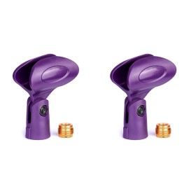 Rannsgeer Handheld Microphone Clip Mic Holder w/adapter (2 Pack) - Purple