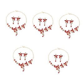 SAFIGLE Sets Elegant Rhinestone Flower Necklace Earring Set for Women Fashion Jewelry Accessories