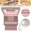Three Layer Jewelry Storage Box PU Leather Necklace Rings Earrings