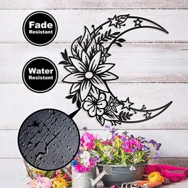 QRZLP Moon Wall Decoration, 12'' Metal Moon Wall Hanging Sculpture Home Decor hollow Moon wall decoration for Bedroom Living Room Bathroom Office.