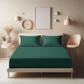 Aspire Homeware Single Fitted Sheet - 25 cm Deep Hotel Quality (Emerald) Bed Sheets - Soft & Breathable Fitted Sheet Single Bed - Anti-Wrinkle Easy Care Fitted Sheets