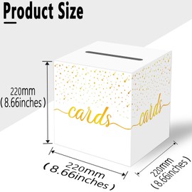 OLIVBIN White Card Box with Gold Foil Design，Wedding Card Box for Graduation Bridal or Baby Showers, Birthday, Retirement, Anniversary Decoration Raffle Ticket, Money Box