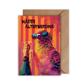 WBdesignz WBdesignz Humorvolle Geburtstagsgruß - Häppi Älterwerding Lustige Geburtstagskarte mit Umschlag für Freunde und Familie Bunte Geschenkkarte (DIN A6)