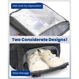 SWICKY Large Travel Backpack Outdoor, Expandable Backpack with Shoe Compartment/Laptop Bag/Water Resistant/USB Port for Women & Men, Ideal for Travel and Hiking(60L-Black)