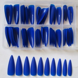 LoveOurHome 100pc Stiletto Press on Nails Long Fake Nail Matte Acryic Nails Press ons Nail Pointy Stiletto Nail Tips False Nails Full Cover Nail Tips Colored Artificial Fingernail for Women Girls