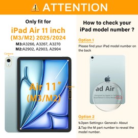 ROSROME for Air 11 inch Case M3 2025 / M2 2024, Air 7th/6th Generation-with HD Screen Protector, 360 Rotating Kickstand/Hand Strap, Shoulder Strap,Heavy Duty Shockproof Military Grade - Kids Friendly