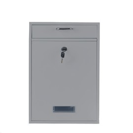 Wall Mounted Locking Vertical Dropbox Mailbox - Safe and Secure (Large) | Made with Galvanized Steel (Light Gray)