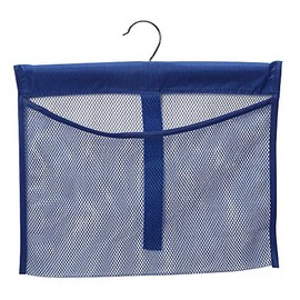 Dearjana Portable Mesh Pocket with Rotatable Hanger, Quick Dry Serial Type Bath Storage Organizers for Travel, Camper, RV, Gym, Cruise, Cabin, College Dorm Shower(Blue)