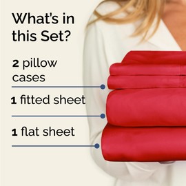 Twin 4 Piece Sheet Set - Comfy Breathable & Cooling - Ultra Soft Hotel Luxury Bedding Set with 8-16 Inch Deep Pockets - 1 Flat & 1 Fitted Sheet & 2 Pillowcases - Cozy, Wrinkle Free & Easy Care - Red