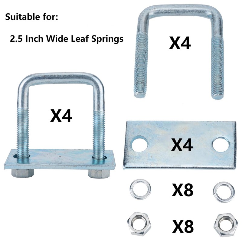 MYZHRE 4 Pack Leaf Spring Clamp Kit, 2-5/8 inch Width