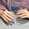 ネイルチップ 24枚セット くり返し使える ショート 大人かわいいミニマルデザイン オフィス/デート用 簡単リムーバブル 猫の目石ネイル ピンク
