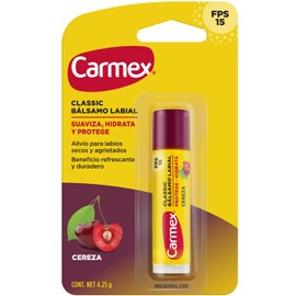 Carmex, Bálsamo Labial Hidratante Classic en Barra sabor Cereza, para Labios Secos y Agrietados, Protege y Suaviza, con Protección Solar FPS 15, 4.25