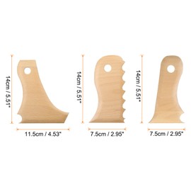 sourcing map 3pcs Pottery Ribs Trimming Tools Beech Pottery Profile Wave Curved Bundle Foot Shaper Texture Rib Beech Wood for Carving Ceramics Clay