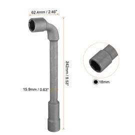 HARFINGTON L Shaped Angled Hex Socket Wrench 18mm CR-V Double Ended Metric 6 Point Tubular Socket Spanner for General Repairing, Pipeline, Bicycle Car Maintenance