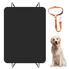 Nomovia Dog Car Seat Cover for Back Seat, Made with Comfortable Leather Fabric, Waterproof, Scratch-Resistant, and Easy to Clean Pet Seat Protector, Fits Cars, SUVs, Trucks (Includes Pet Seat Belt)