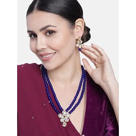I Jewels (ML311) - Juego de collar con tachuelas de perlas y Kundan de Bollywood chapado en oro de 18 quilates para mujer, No es una piedra preciosa