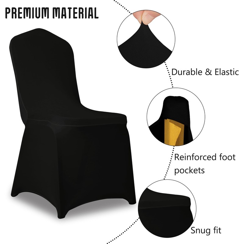 JALANCY 1 Pack Black Stretch Polyester Spandex Chair Covers Universal