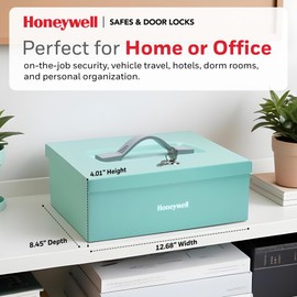 Honeywell Safes & Door Locks - Small Safe Box for Home - Fire Resistant Documents Lock Box with Keys - Steel Security with Key Lock for Personal Items, Jewelry, Money - 0.17 Cubic Feet - Teal - 6124TL