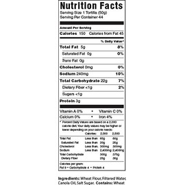 Tortillas Fresca Uncooked Flour - 8 inch - 44 ct