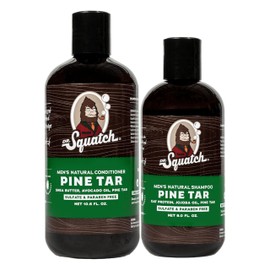 Dr. Squatch Pine Tar Men's Shampoo + Conditioner Hair Bundle - Keeps Hair Looking Full, Healthy, Hydrated