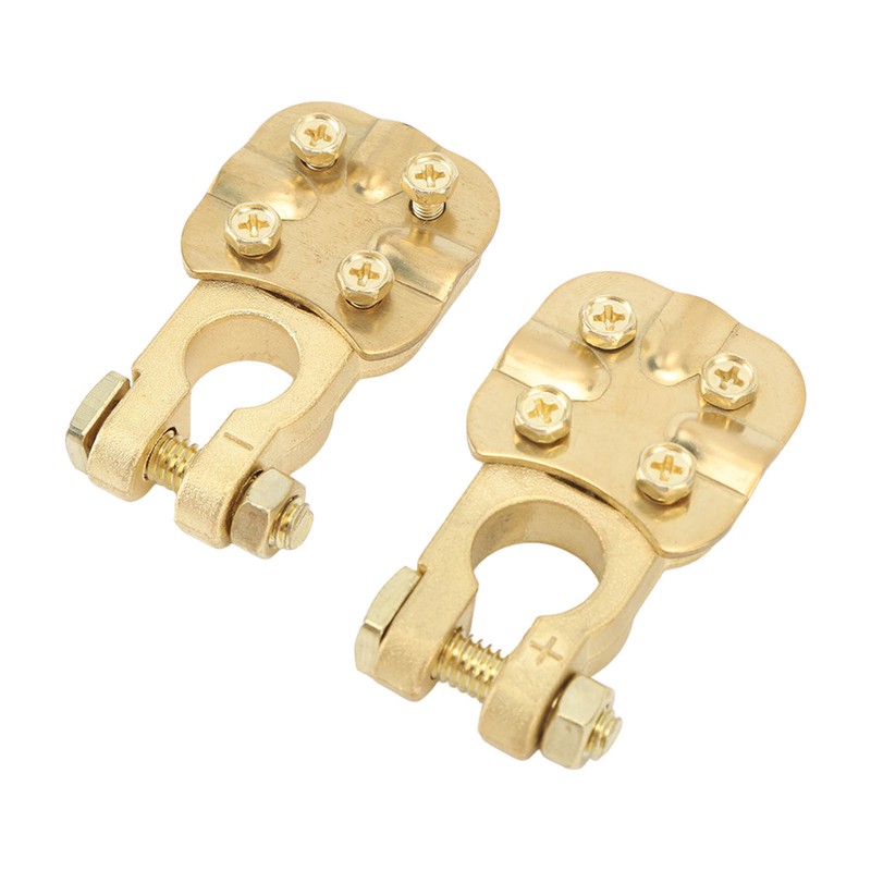 2Pcs Brass Battery Terminal Connector Car Top Post Clamp Set