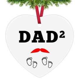 Twins Dad Christmas Ornaments New Dad First Christmas Ceramic Ornament Pregnancy Announcement Gifts Dad of Twins Gift Daddy to Be Gifts New Dad Announce Gifts Father Day Birthday Gifts