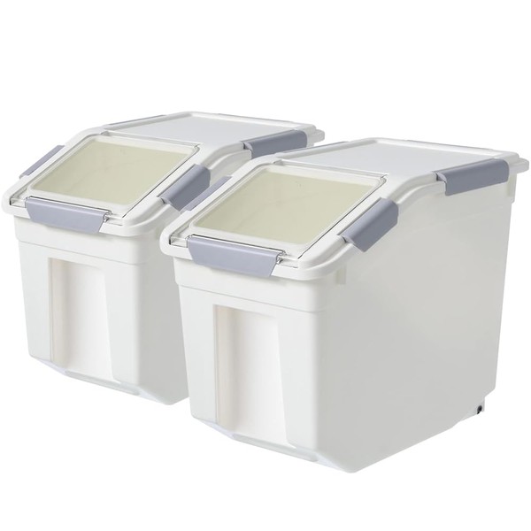 30Lbs 2 Pack Food Storage Container with Scoop, Airtight Rice