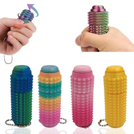 AHEJIOO Fidget Toys for Adults, ADHD Toy, Sensory Fidgets, Key Ring with Spiky Grippie Stim Click Design, Portable Anxiety Relief, Sensory Toy and Fidl Bitz, Pack of 4