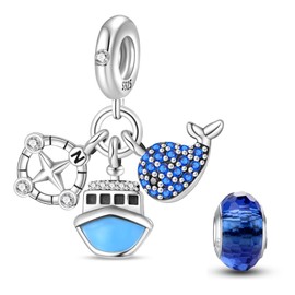 HappyStar 925 Sterling Silver Charms for Bracelets and Necklaces Fit Charm Bracelets Birthday Dangle Pendant Charms Beads Jewelry Gift for Women(With one Spacer Bead Charms)