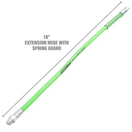 OEMTOOLS 87221 18” Extension Hose with Spring Guard, Grease Gun Whip Hose, Extension Hoses, Flexible Grease Gun Hose, Grease Gun Attachments