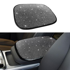 Lyxheth Bling Car Armrest Cover, Car Center Console Cover, Auto Center Console Protector with Glossy Crystal Rhinestone, Cute Charming Auto Center Console Protective Cover for Women Girl (White)