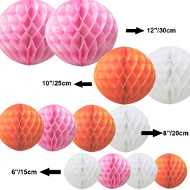 Time to Sparkle 12 Pack Tissue Paper Honeycomb Balls, Poms Birthday Baby Shower Wedding Decorations (Orange)