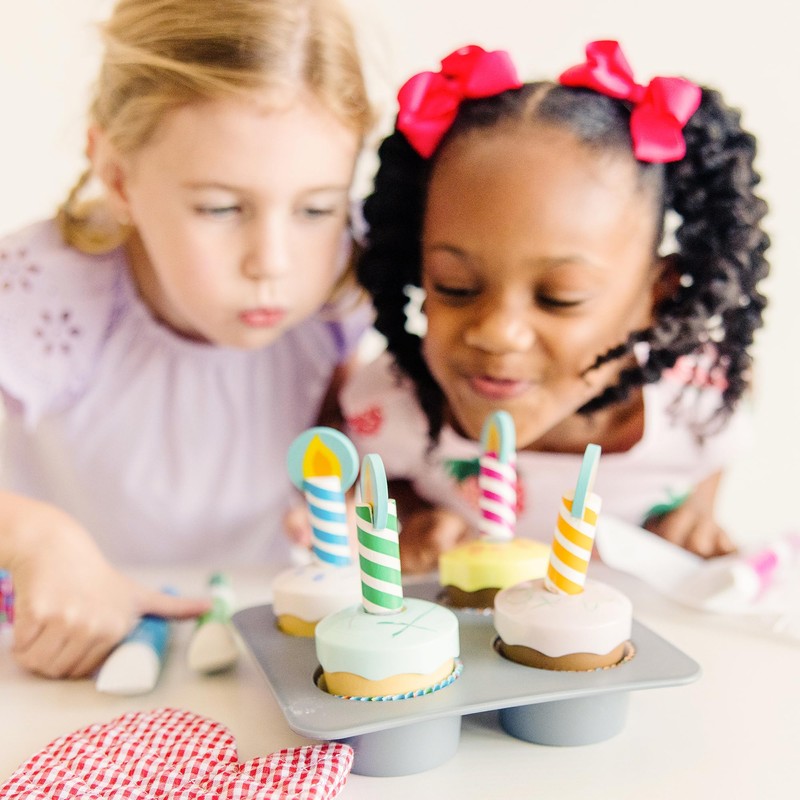 Melissa & Doug Bake & Decorate Wooden Cupcake Kit, with