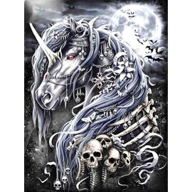 HUASHUZI 5D Diamond Painting Unicorn Skull Skeleton Skull 30 x 40 cm Pictures Diamond Painting Poster Adult Cross Stitch Kits