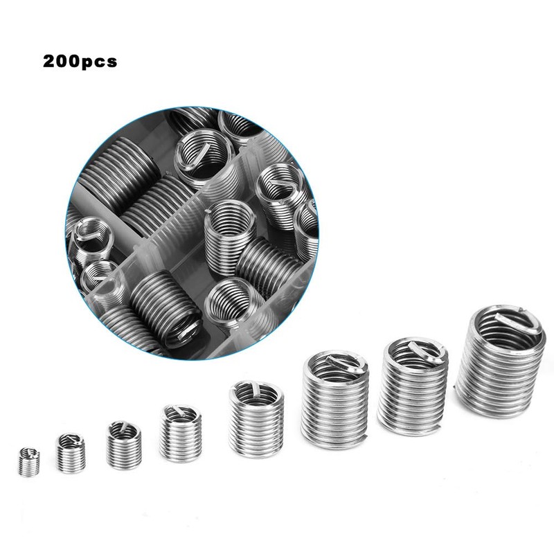 Thread Inserts, 200 Pieces 304 Stainless Steel Thread Repair Insert,